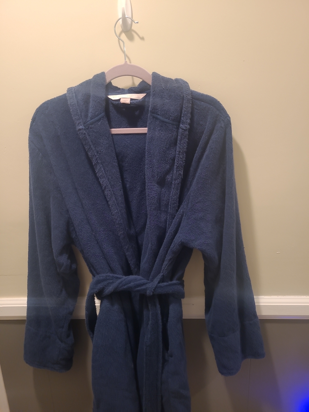 Y2K Victoria’s Secret Navy Blue Long Thick Turkish Terry Cloth Tie Robe M/L - Picture 7 of 12